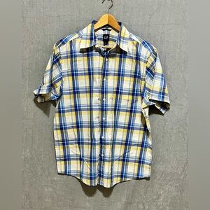 GAP Men's Blue and Yellow‎ Checkered Shirt